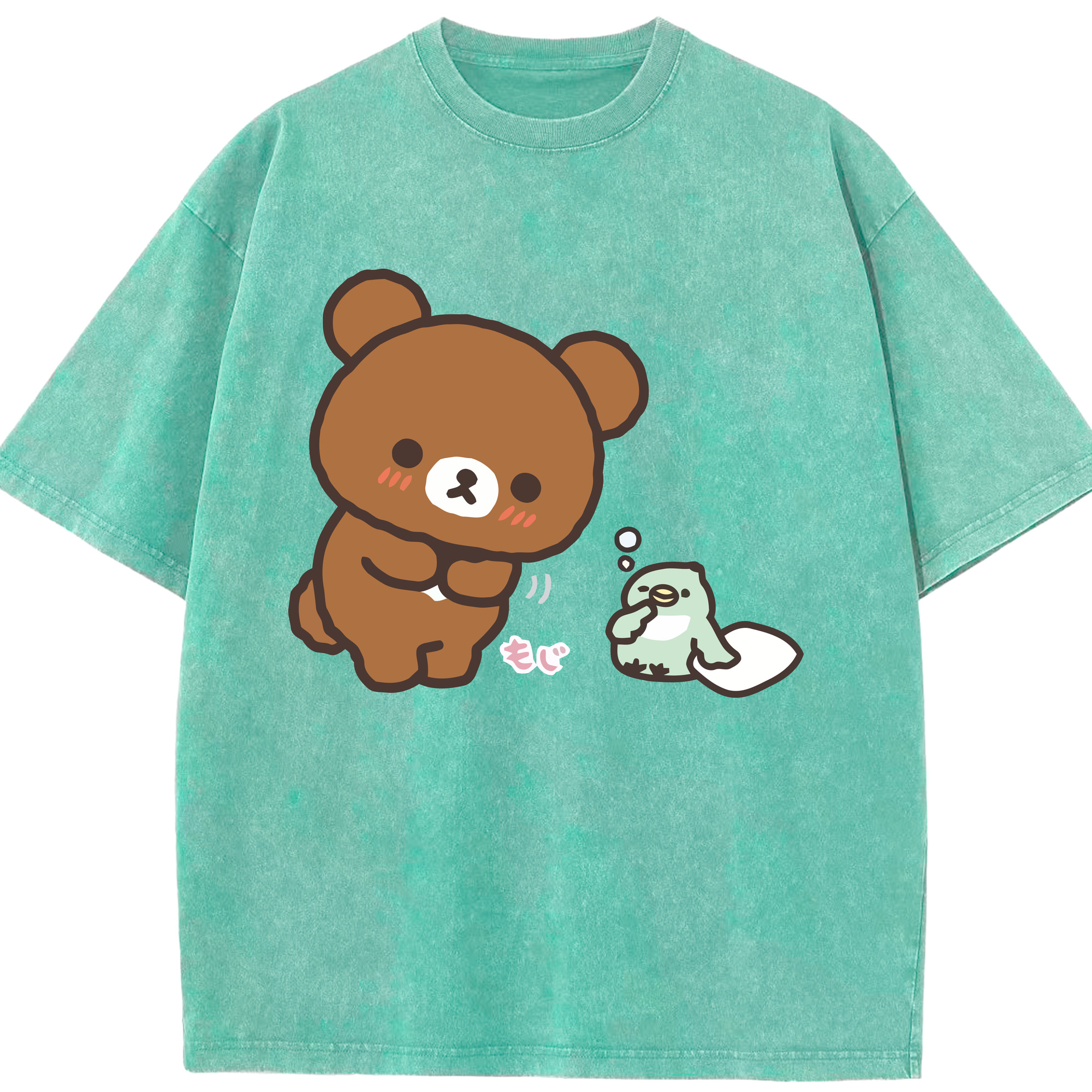 （画像用） リラックマ リラックマ キイロイトリ Rilakkuma Korilakkuma Kiiroitori 綿100% ヴィンテージ風 半袖Tシャツ（フロントプリント）
